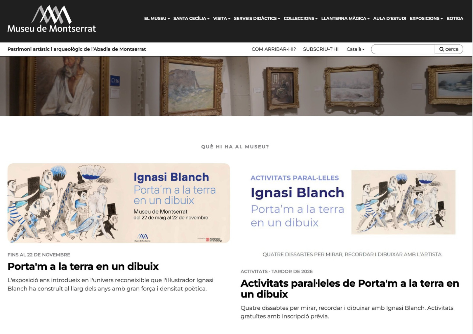 Screenshot of the new Museu de Montserrat website